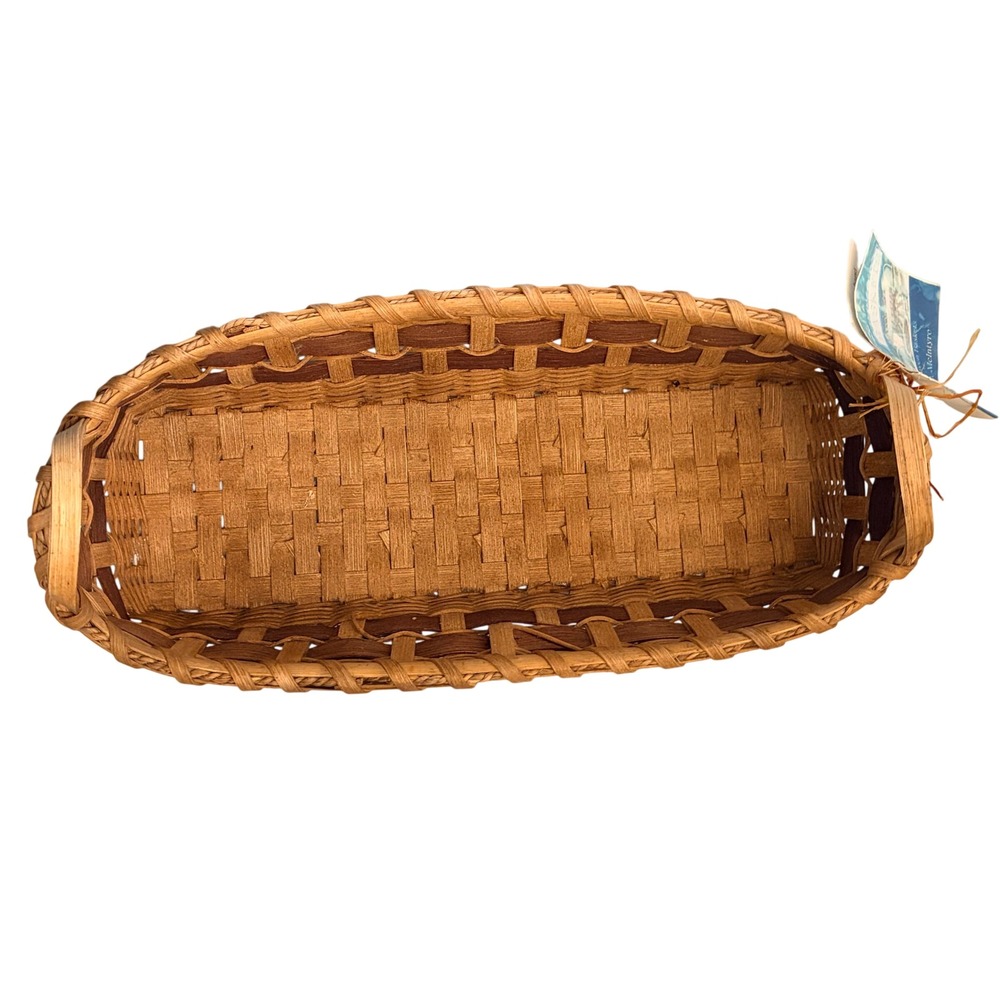 Hand Woven Basket Wisconsin Weave Basket Guild Oval Brown 18in